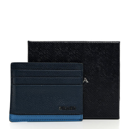 Prada Vitello Micro Grain Card Holder Wallet Baltico Marea 8 of 8