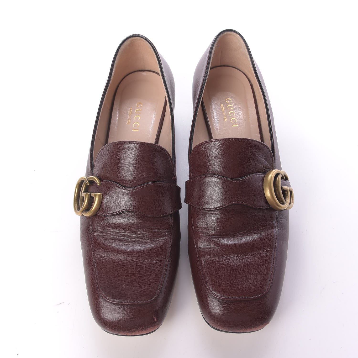 Gucci Malaga Kid Womens GG Marmont Loafers 36 Vintage Bordeaux 6 of 12