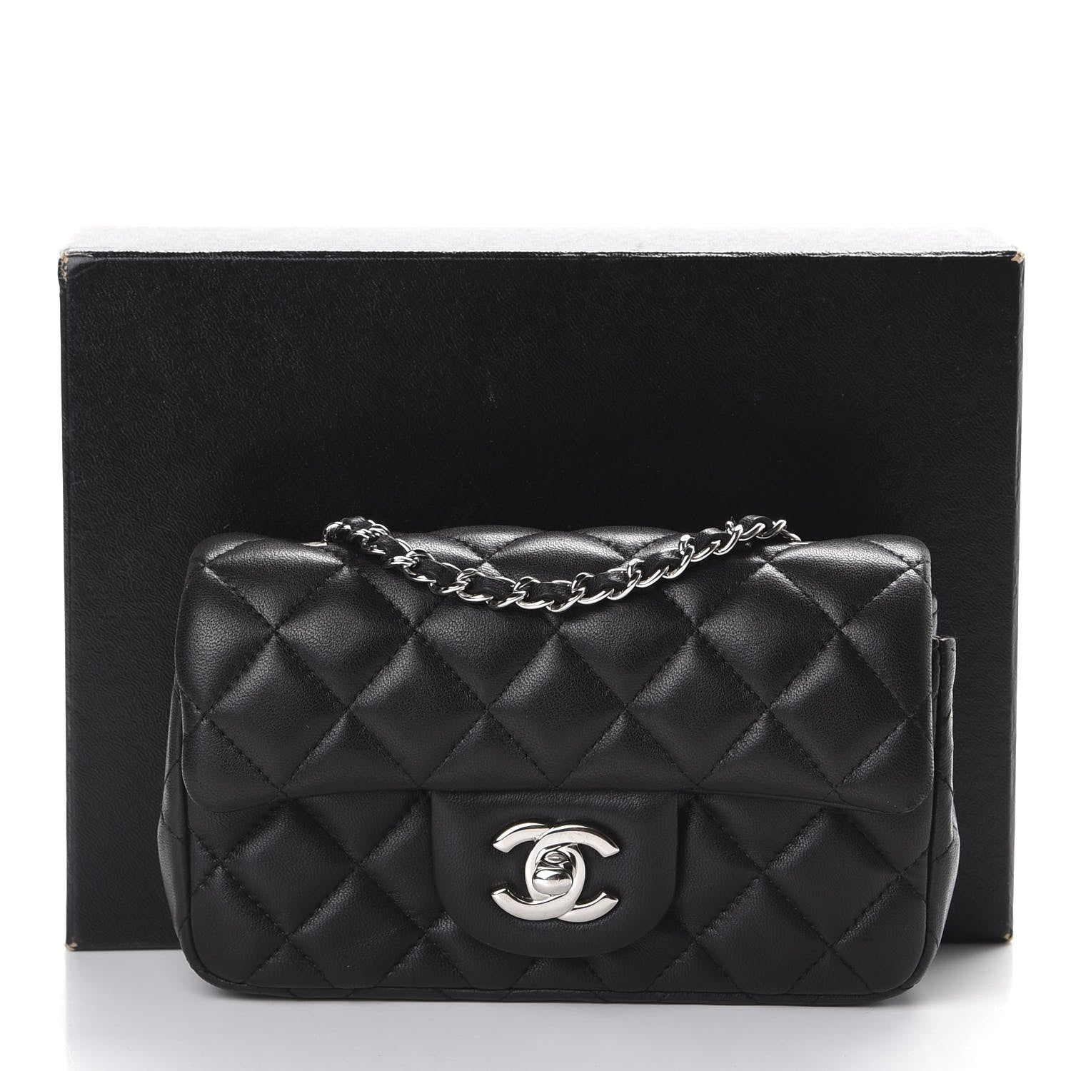Chanel Lambskin Quilted Extra Mini Rectangular Flap Black 10 of 10