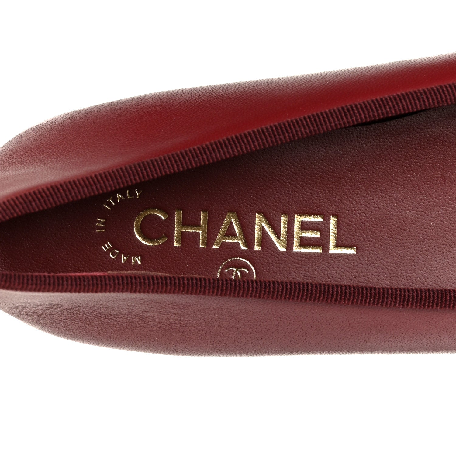 Chanel Lambskin Cap Toe CC Ballerina Flats 37.5 Burgundy Black 15 of 22