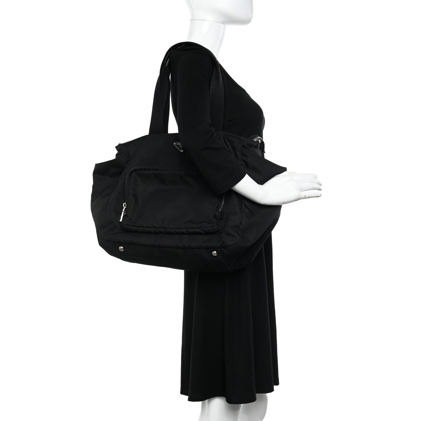 Tessuto Nylon Vela Diaper Bag Black