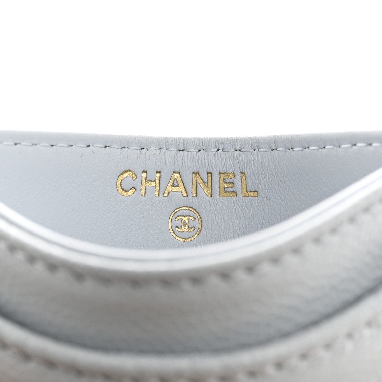 Chanel Caviar Quilted Crystal CC Logo Card Holder Light Blue 6 of 9