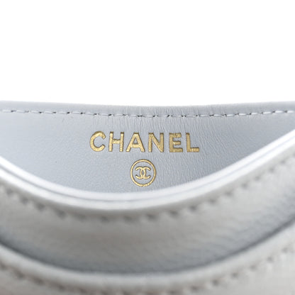 Chanel Caviar Quilted Crystal CC Logo Card Holder Light Blue 6 of 9
