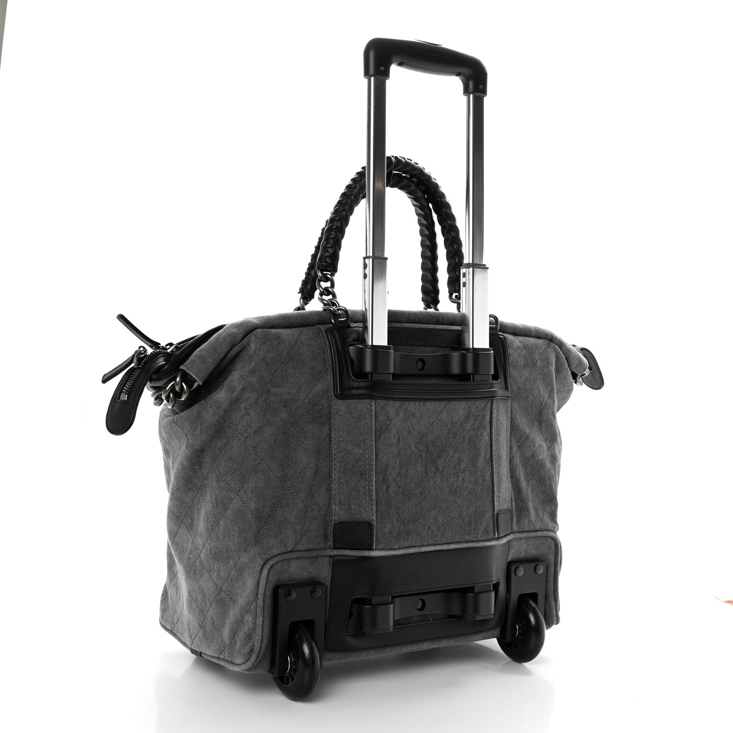 Chanel Washed Toile Calfskin Quilted Trolley Black 3 of 10