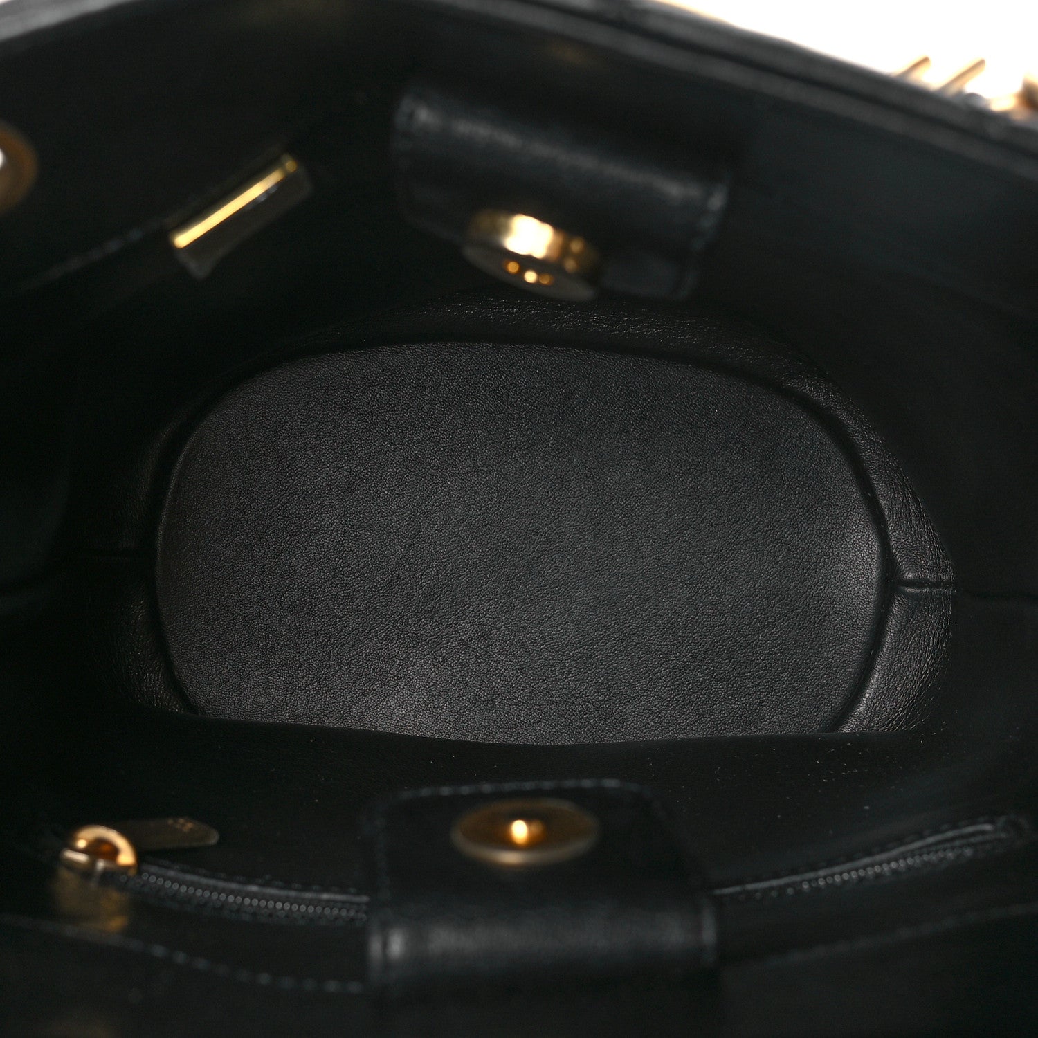 Chanel Lambskin Quilted Chaine Lettre Small Bucket Bag Black 5 of 10