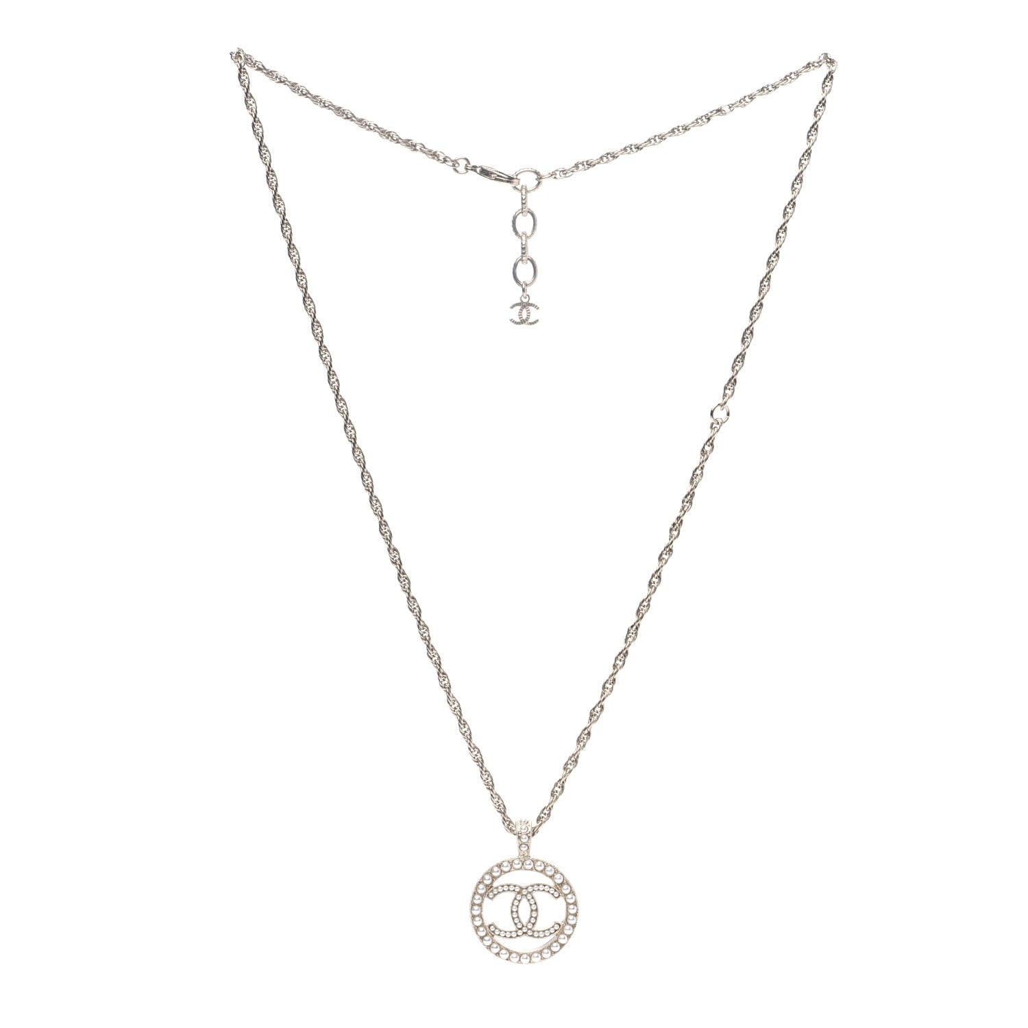 Chanel Pearl CC Round Pendant Necklace Gold 4 of 6