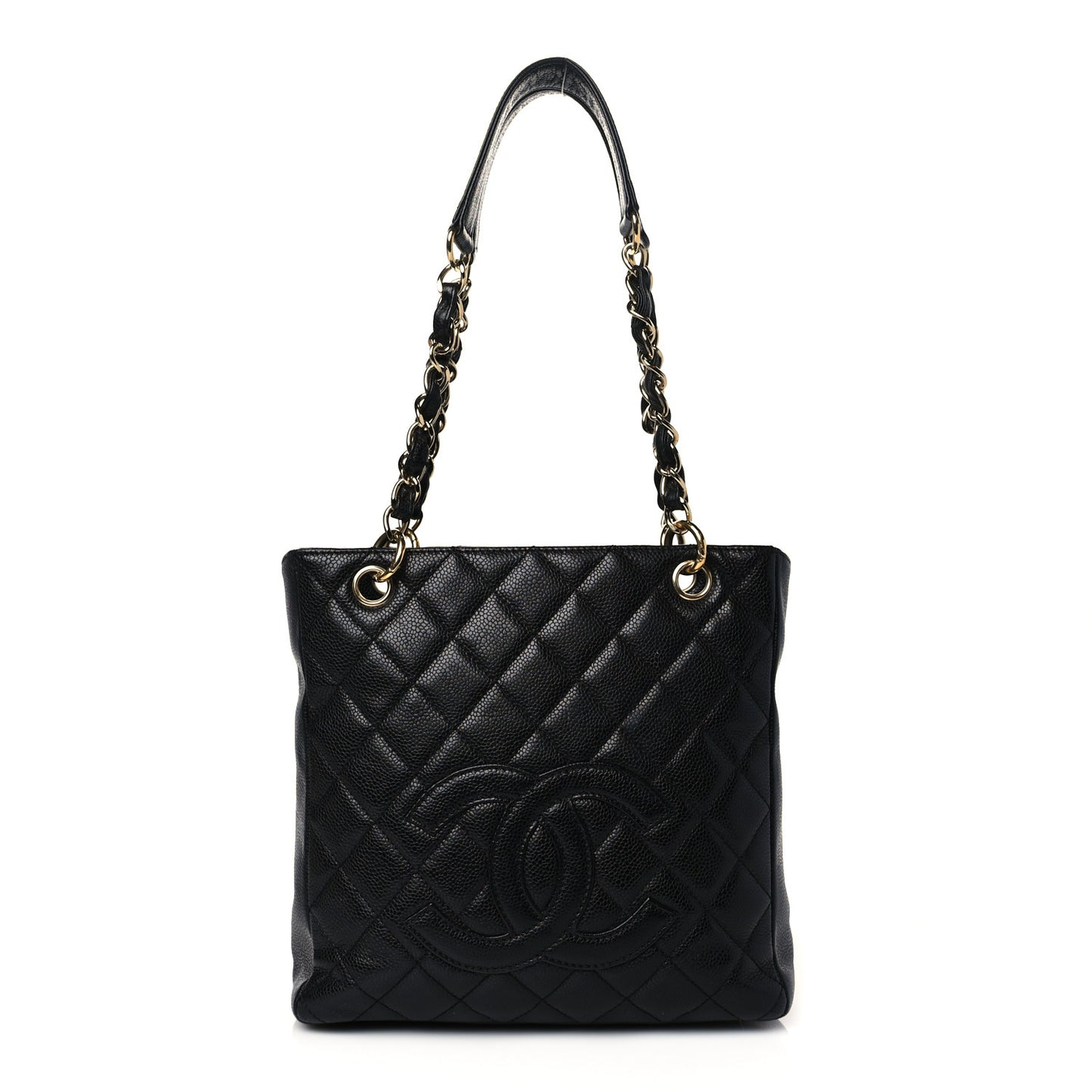 Caviar Quilted Petit Shopping Tote PST Black