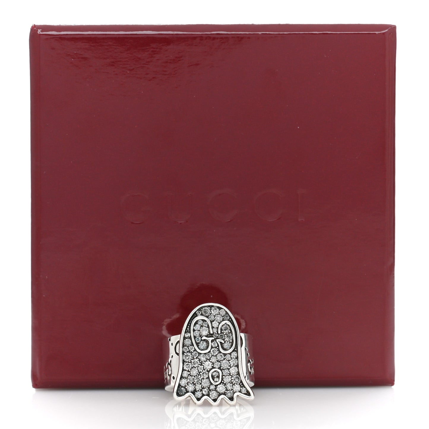 Sterling Silver Grey Diamond GucciGhost Ghost Ring 53 6.25