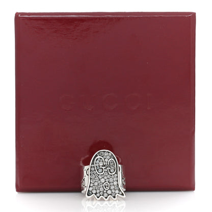 Gucci Sterling Silver Grey Diamond GucciGhost Ghost Ring 53 6.25 5 of 5