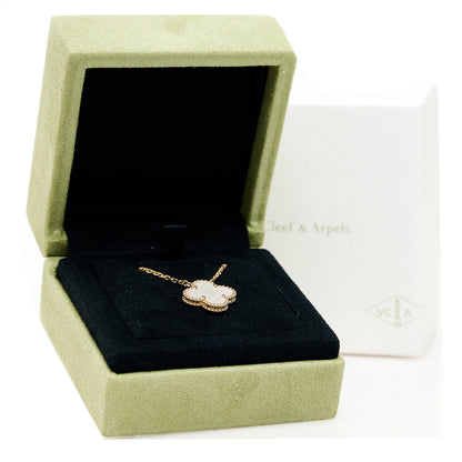 Van Cleef & Arpels 18K Yellow Gold Mother of Pearl Vintage Alhambra Pendant Necklace 6 of 6