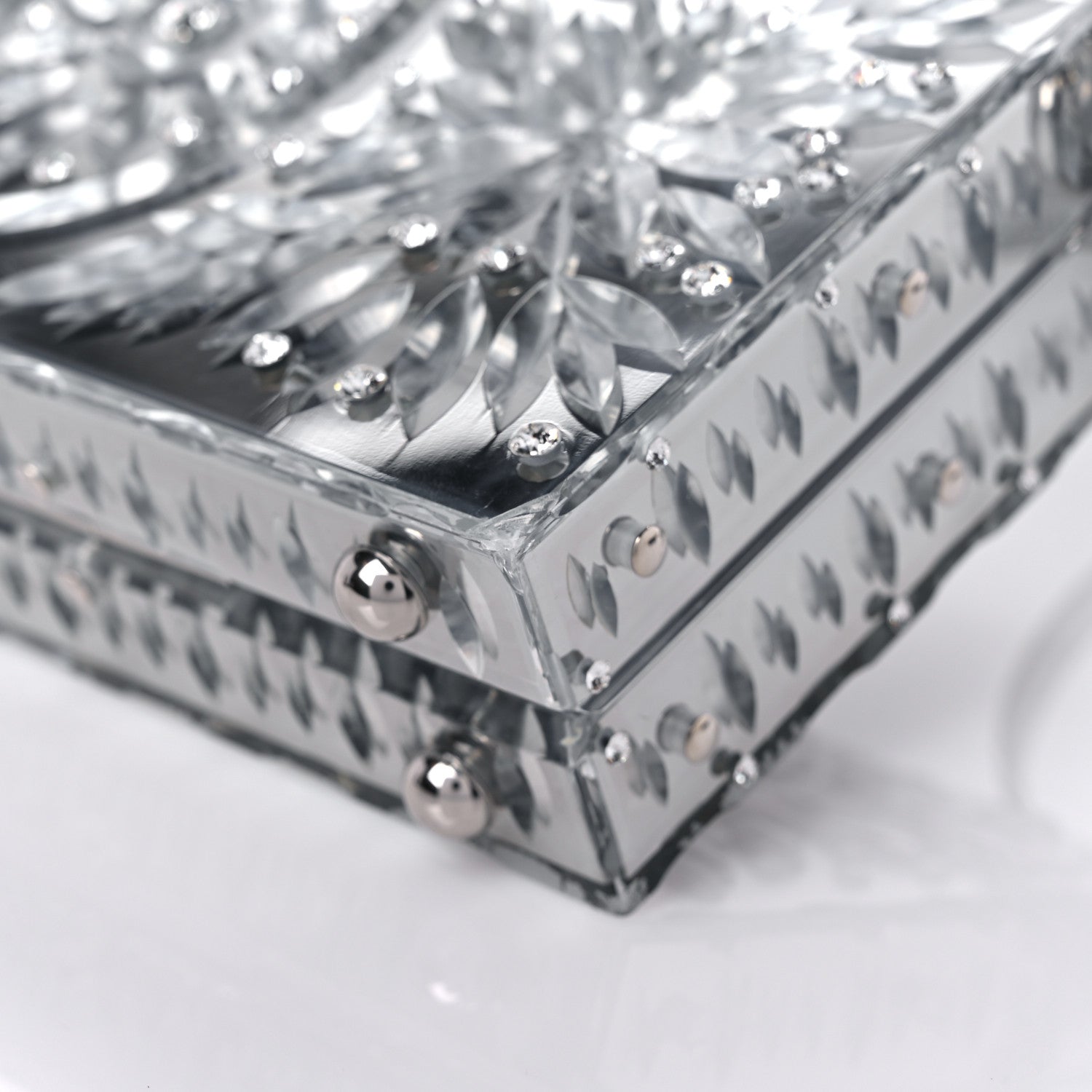 Dolce & Gabbana Crystal Embellished Plexiglass Dolce Box Clutch Silver 10 of 10