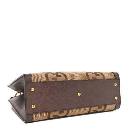 Gucci Monogram Jumbo GG Textured Dollar Calfskin Small Diana Tote Bag Camel Ebony New Acero 4 of 10