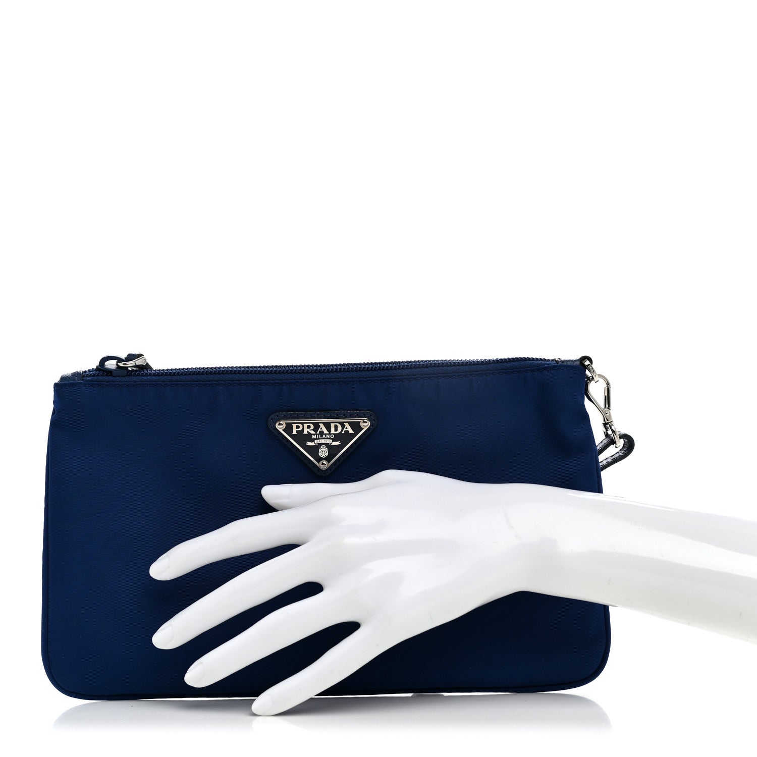 Prada Tessuto Nylon Saffiano Wristlet Bluette 2 of 7