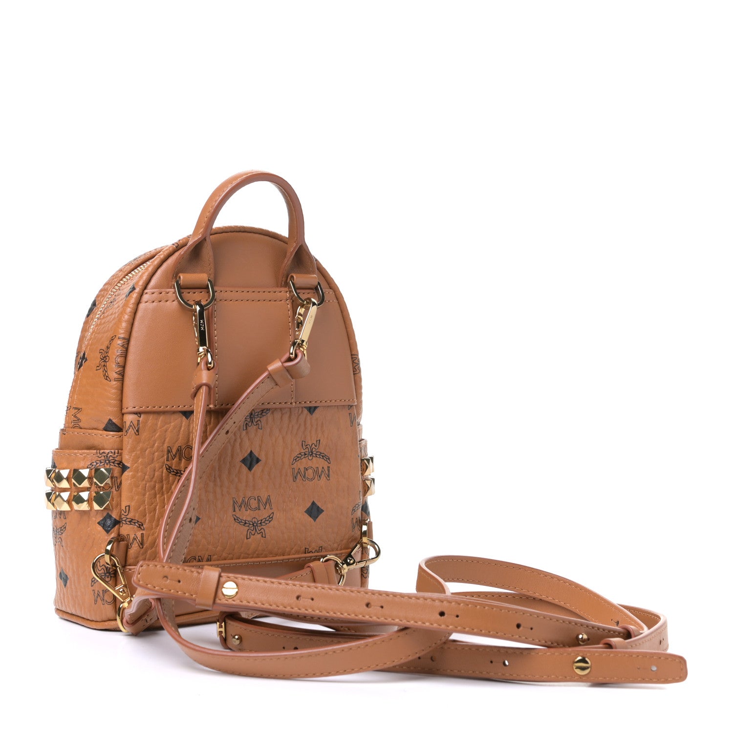 MCM Visetos Side Stud X-Mini Stark Backpack Cognac 2 of 6