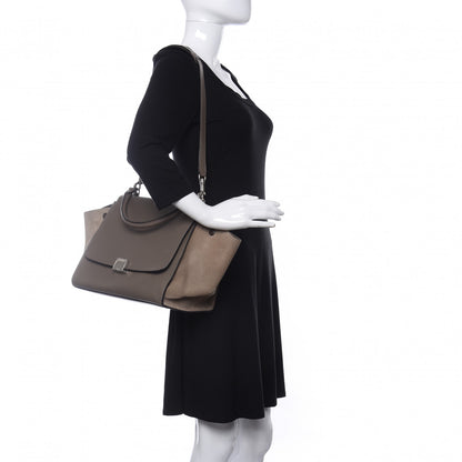 Celine Drummed Calfskin Suede Medium Trapeze Souris 2 of 13