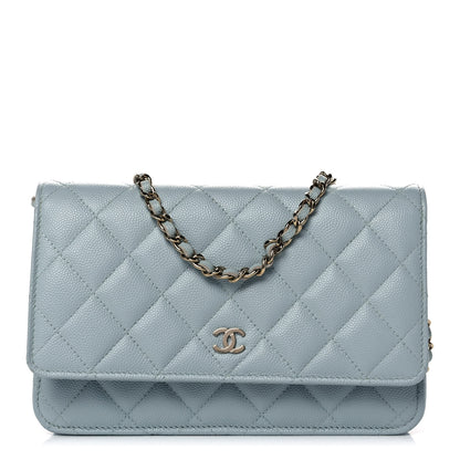 Chanel Caviar Quilted Wallet On Chain WOC Light Blue 1 of 12