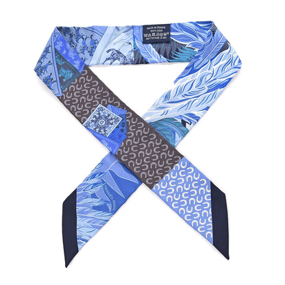 Hermes Silk Cheval Phoenix Twilly Marine Ciel Cobalt 1 of 5