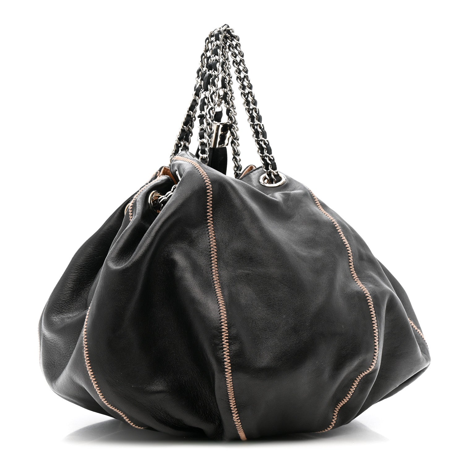 Chanel Lambskin Satin Reversible Sac Cordon Black 3 of 11