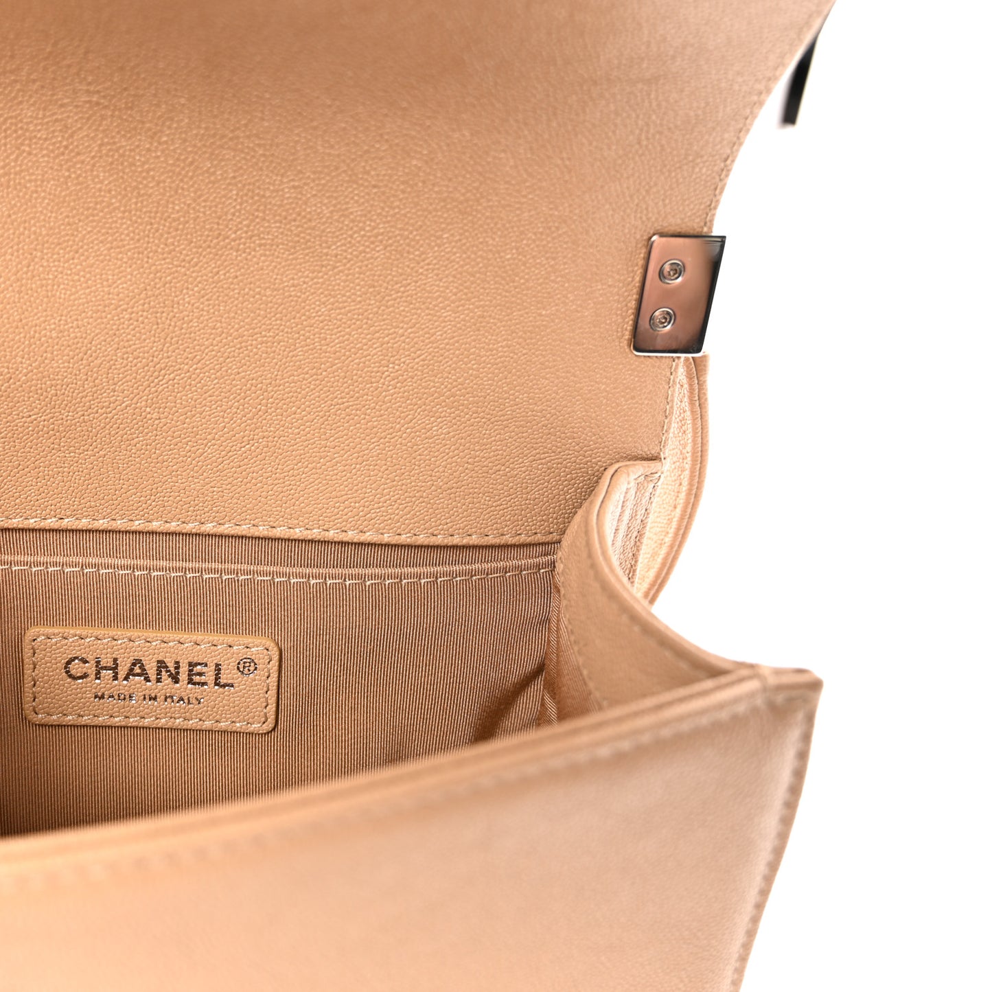 Caviar Quilted Small Boy Flap Beige