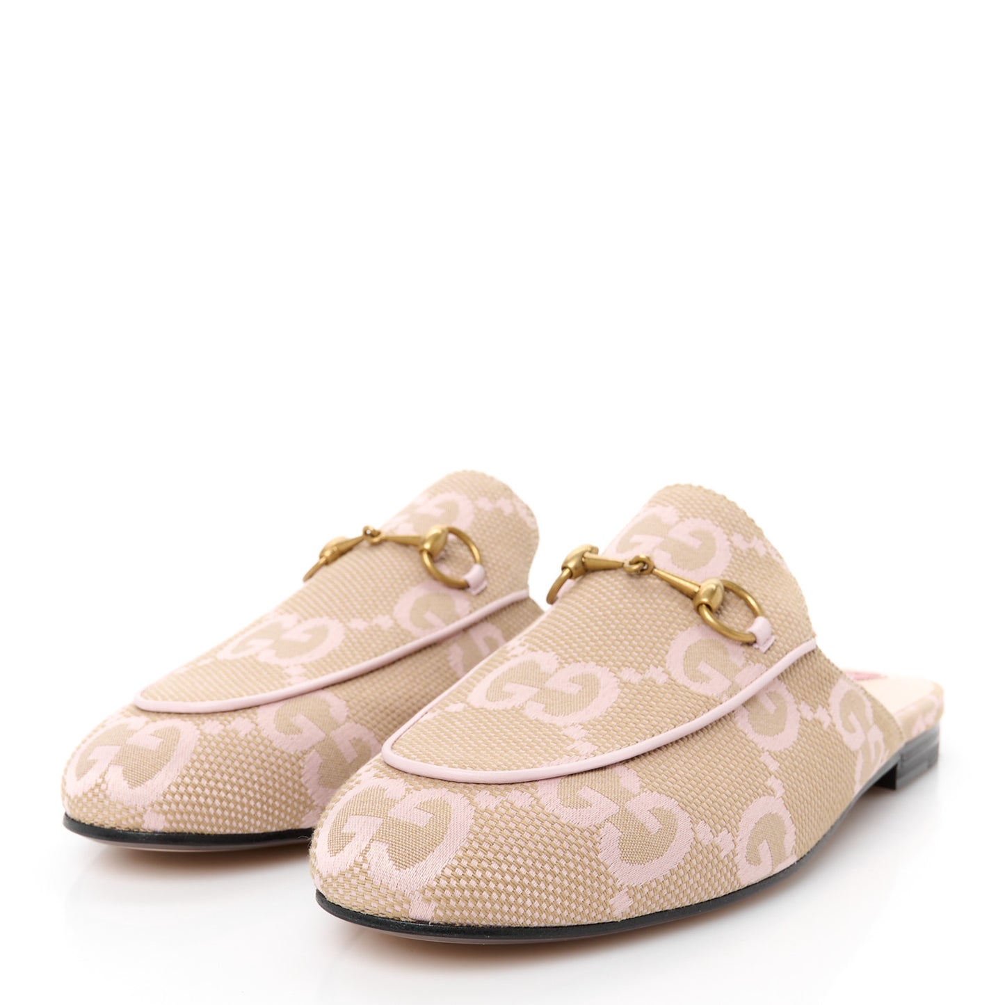 Monogram Macro GG Nappa Charlotte Womens Princetown Slippers 38.5 Beige Perfect Pink