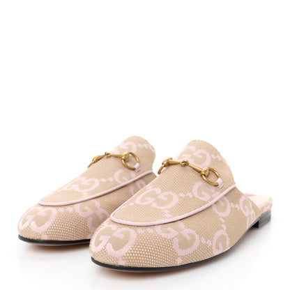 Gucci Monogram Macro GG Nappa Charlotte Womens Princetown Slippers 38.5 Beige Perfect Pink 4 of 10