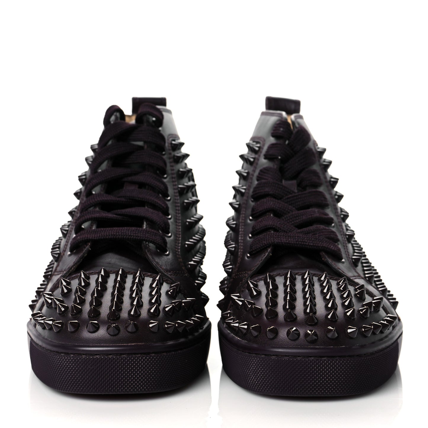 Calfskin Mens Louis Spikes Flat Sneakers 42 Burgundy