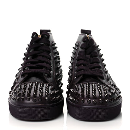 Christian Louboutin Calfskin Mens Louis Spikes Flat Sneakers 42 Burgundy 2 of 10