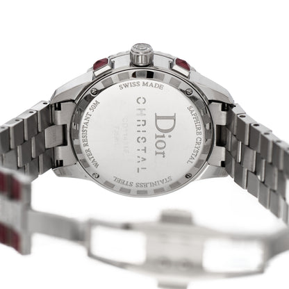 Christian Dior Stainless Steel Diamond Pave Sapphire 38mm Christal Chronograph Quartz Watch Red 4 of 5