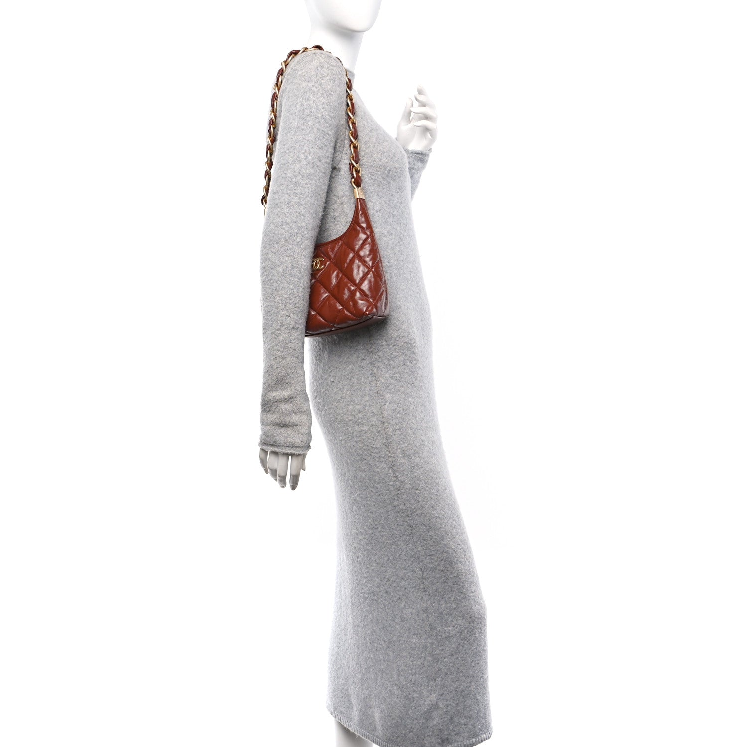 Chanel Shiny Crumpled Lambskin Quilted Small CC Funky Town Hobo Brown 2 of 12