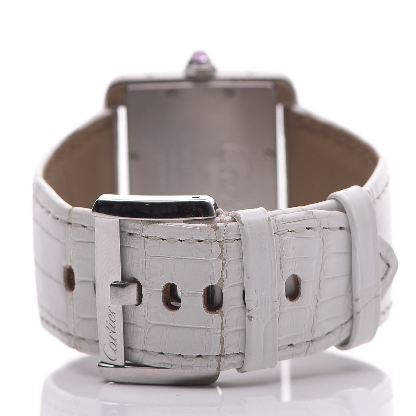 Stainless Steel Alligator 32mm Tank Divan Quartz Watch White
