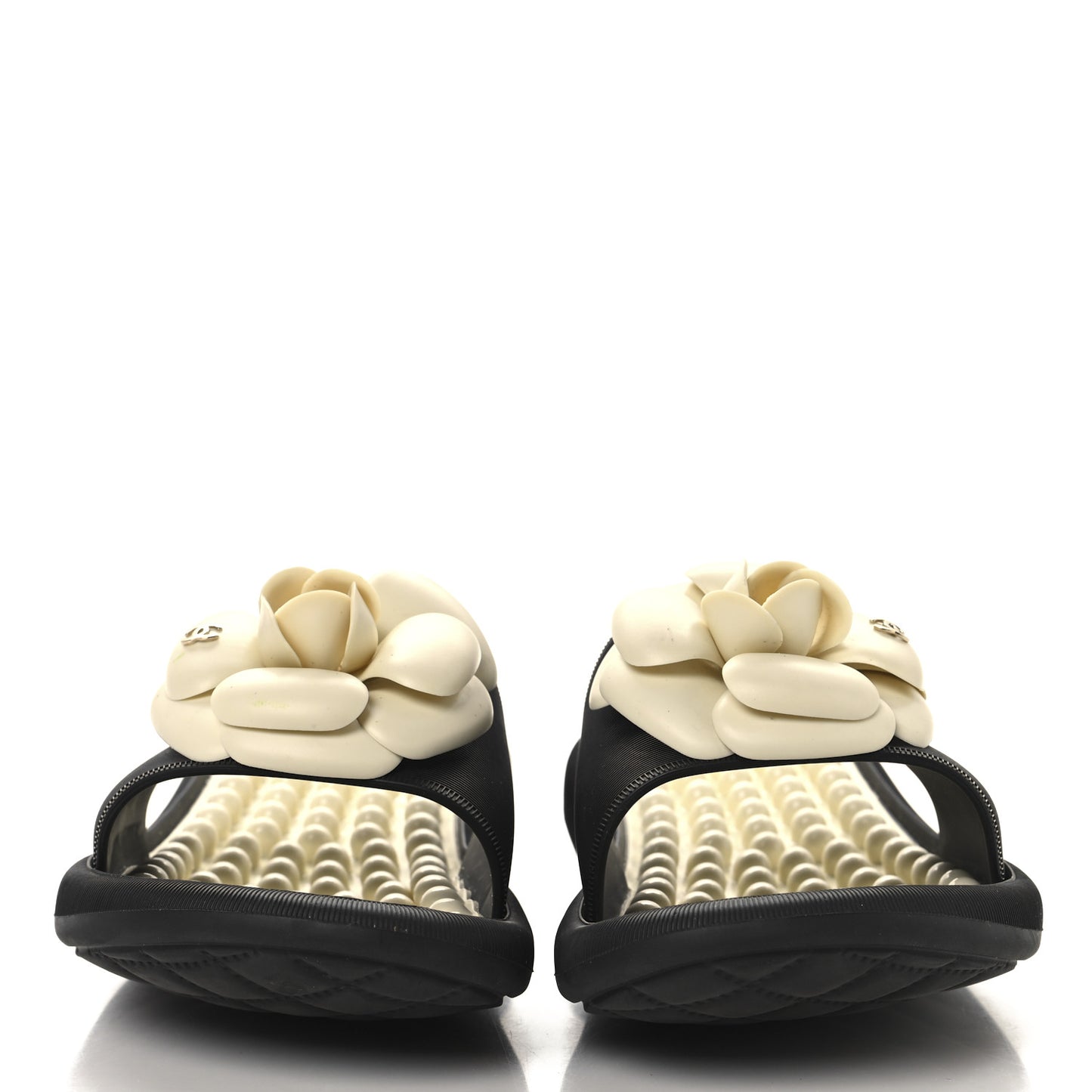 Thermoplastic PVC Camellia Mule Sandals 36 Black Ivory
