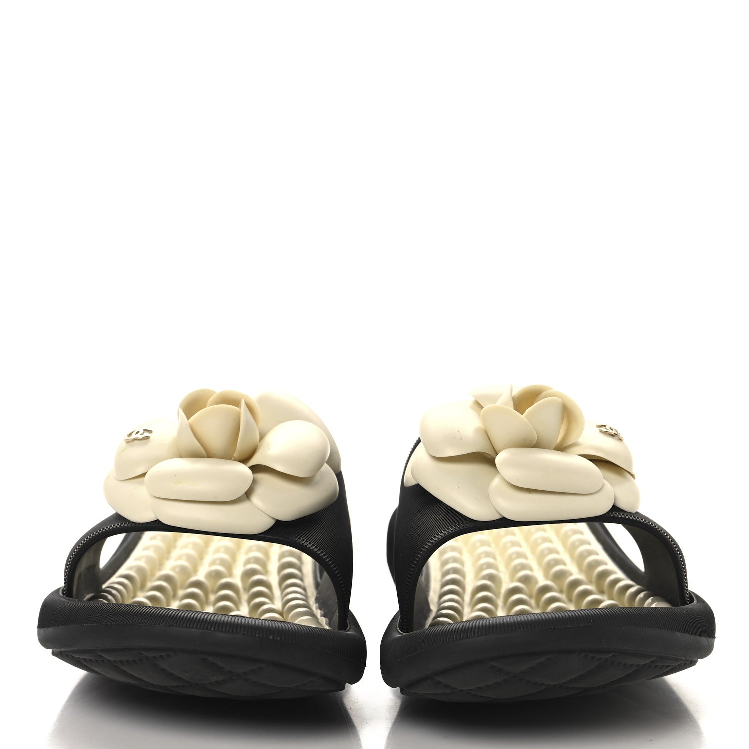 Chanel Thermoplastic PVC Camellia Mule Sandals 36 Black Ivory 3 of 10