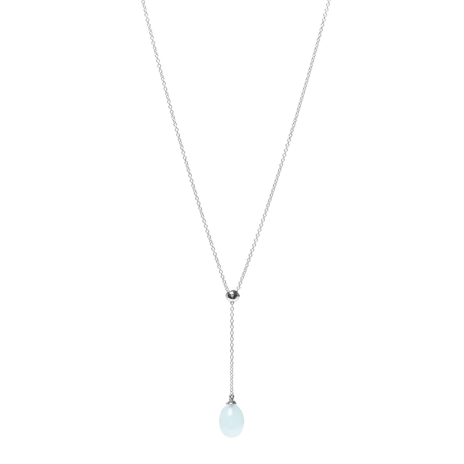 Tiffany 18K White Gold Aquamarine Rainbow Drops Pendant Necklace 1 of 5