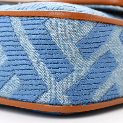Fendi Denim Vitello King FF Embroidered Mini Baguette Denim Chiaro Brandy 10 of 11