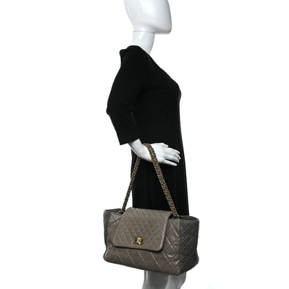 Chanel Glazed Crinkled Lambskin Mademoiselle Large East West Flap Grey 2 of 11