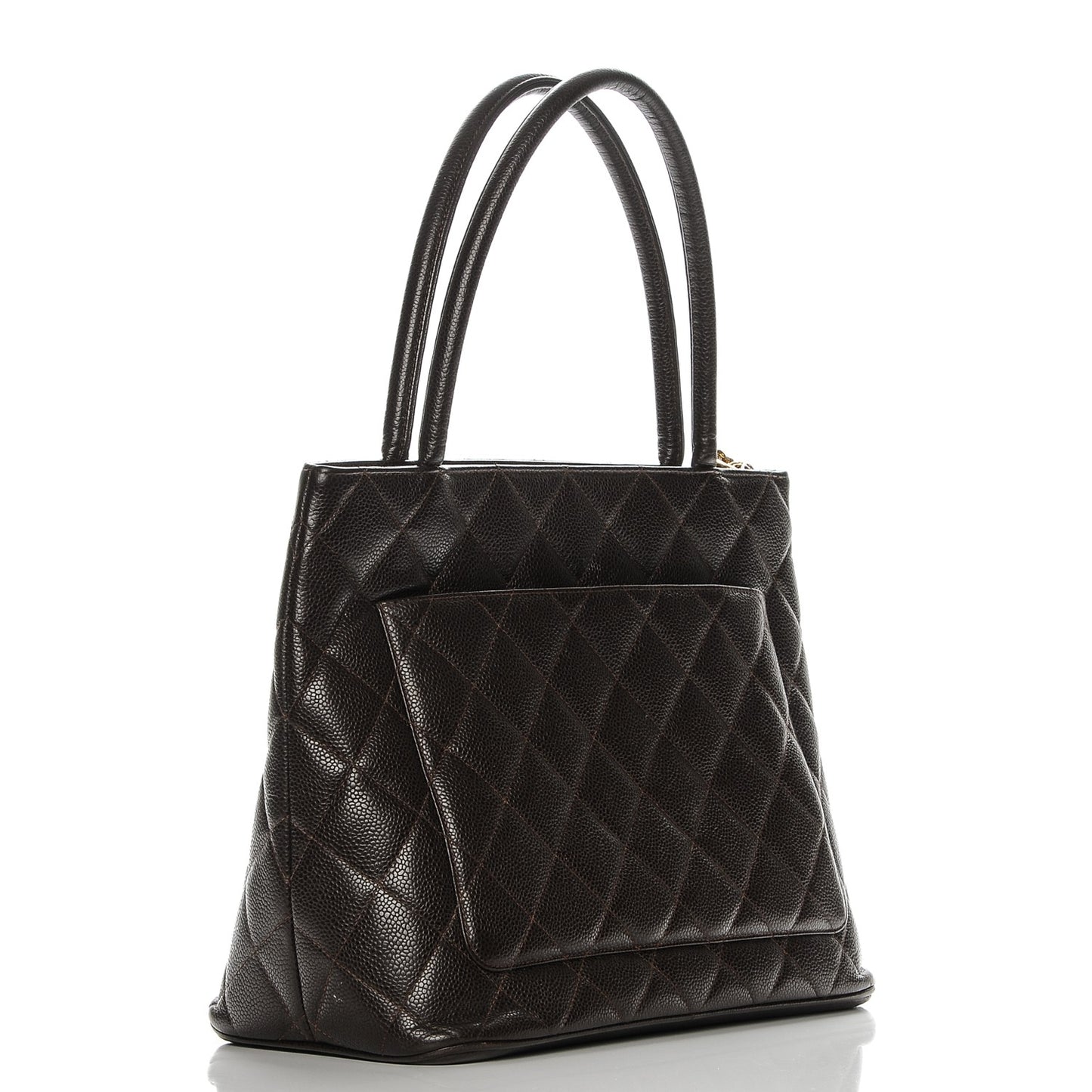 Caviar Quilted Medallion CC Tote Dark Brown