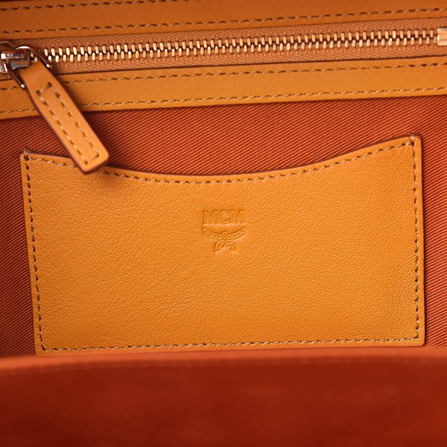 MCM Calfskin Ottomar Monogram Soft Berlin Crossbody Golden Mango 6 of 9