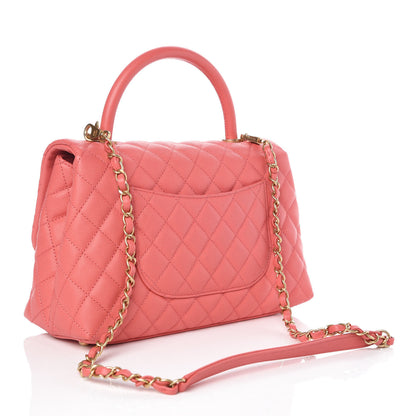 Chanel Caviar Quilted Small Coco Handle Flap Pink 3 of 10