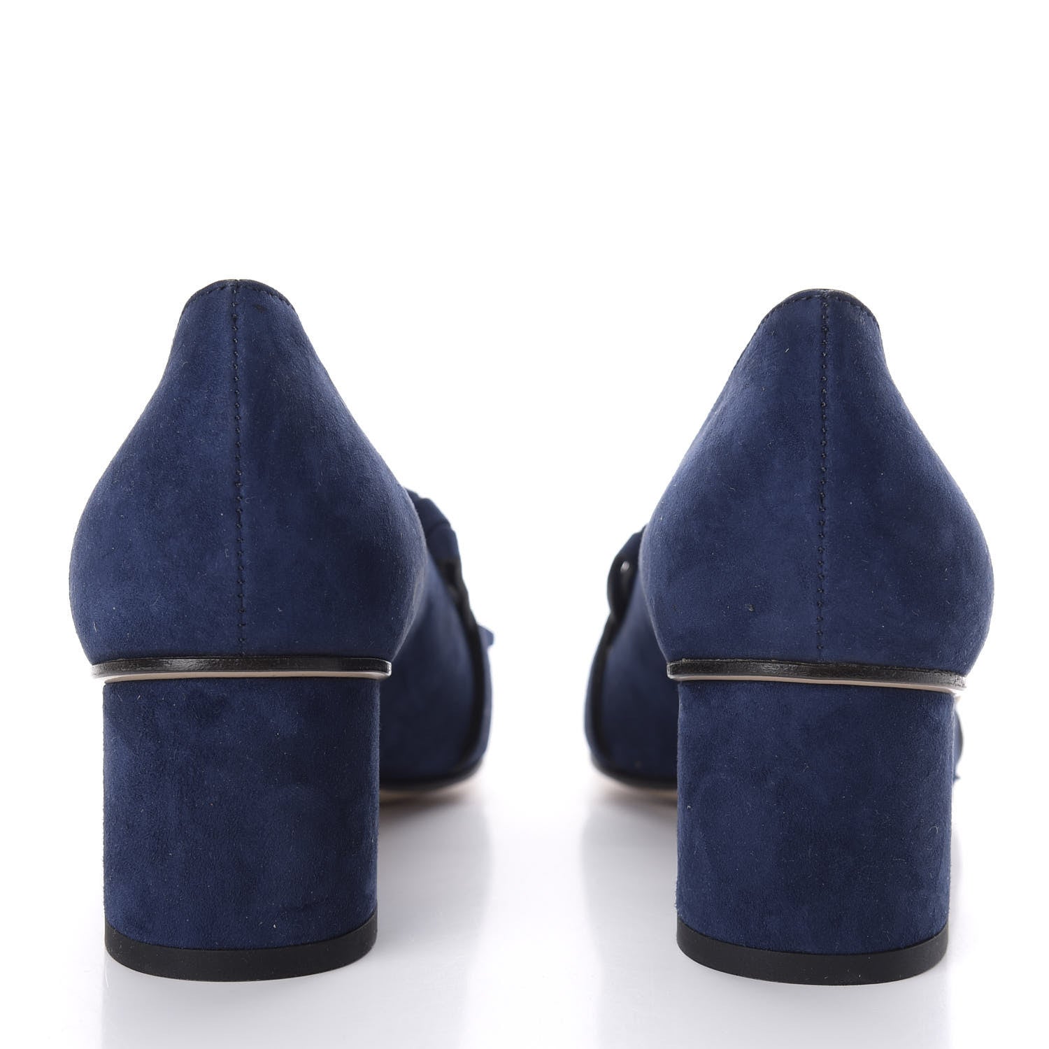 Gucci Kid Scamosciato GG Marmont Fringe 50mm Loafer Pumps 35 Blue Ink 6 of 10
