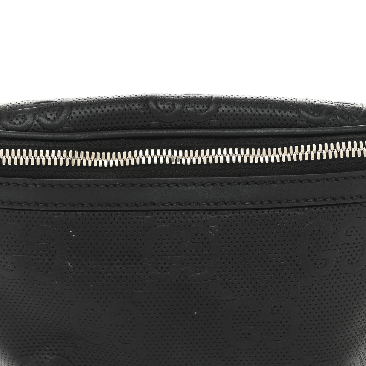 Calfskin GG Tennis Embossed Belt Bag Black