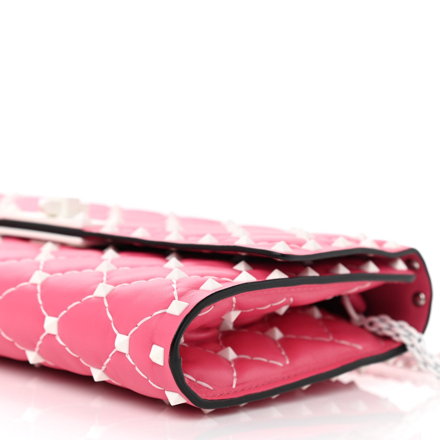 Lambskin Free Rockstud Spike Wallet On Chain Shadow Pink