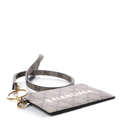 Gucci X BALENCIAGA GG Supreme Monogram Logo Card Case With Strap Beige Ebony 4 of 7