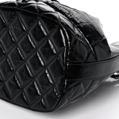 Chanel Shiny Aged Calfskin CC Chain Drawstring Bag Black 11 of 12