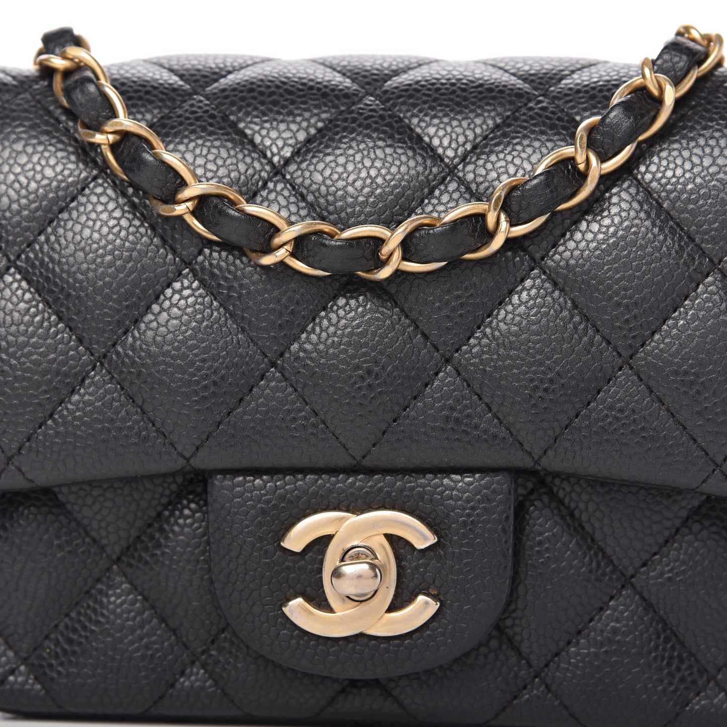 Caviar Quilted Mini Square Flap Dark Charcoal