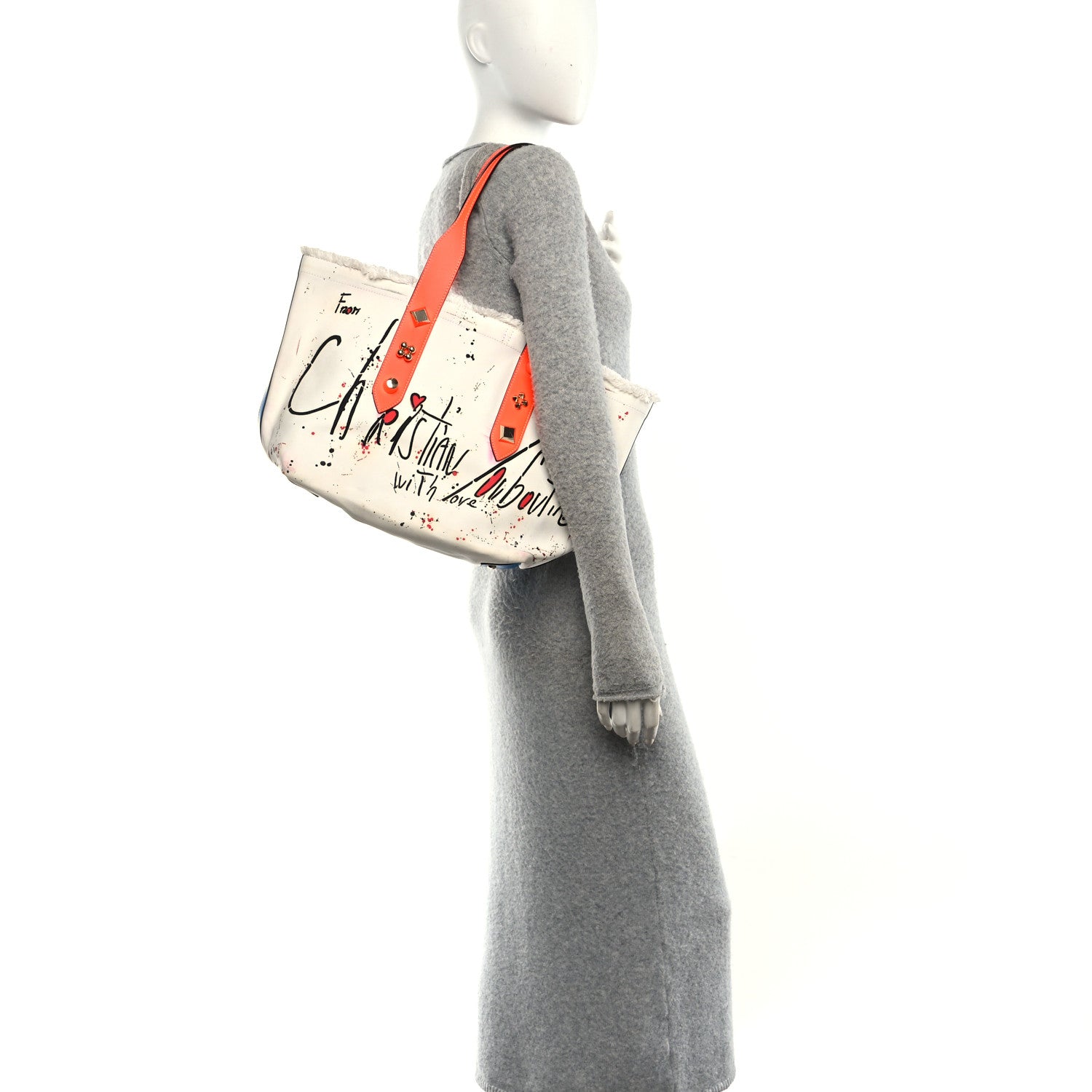 Christian Louboutin Canvas Frangibus Tote White Multicolor 2 of 10