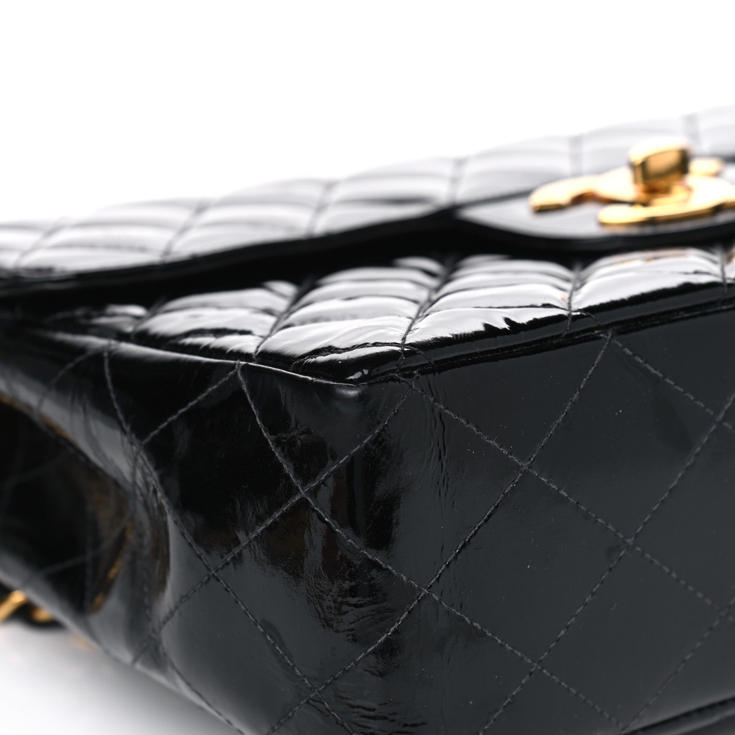 Chanel Patent Quilted XL Jumbo Single Flap Black 9 of 14