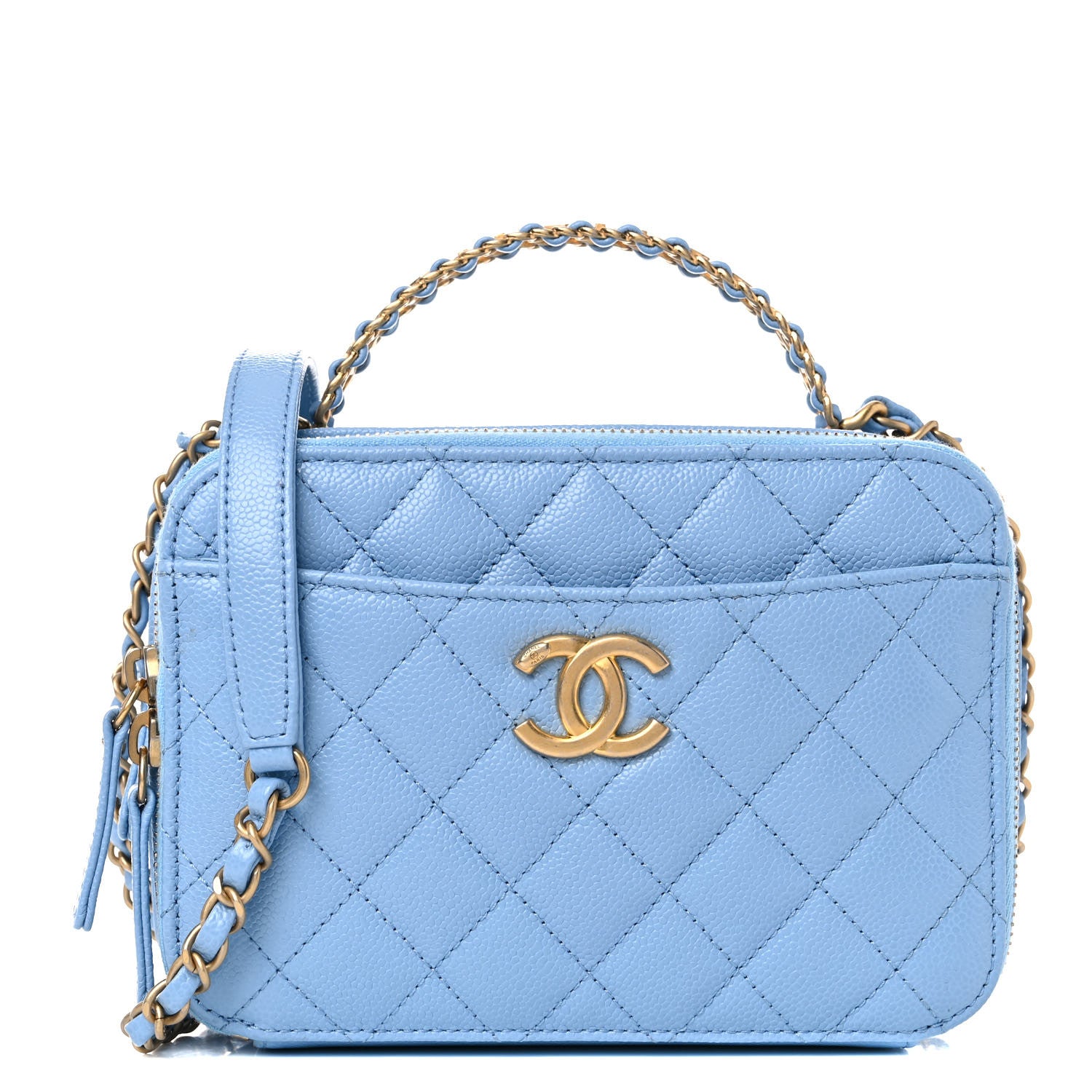 Chanel Caviar Quilted Small Pick Me Up Vanity Case Light Blue 1 of 11