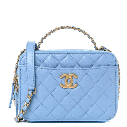 Chanel Caviar Quilted Small Pick Me Up Vanity Case Light Blue 1 of 11