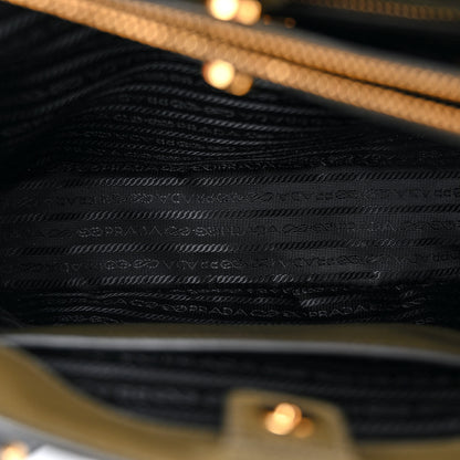 Prada Saffiano Lux Bi-Color Medium Tote Militare Black 5 of 11
