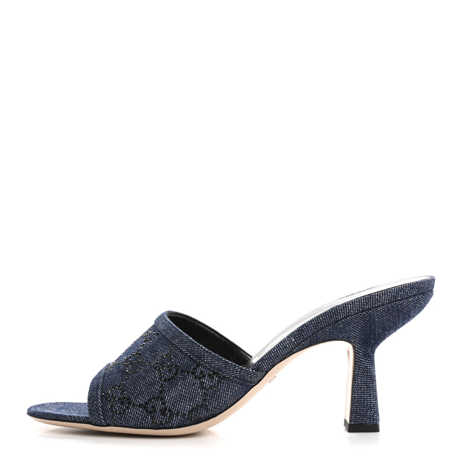 Gucci Denim Crystal GG Monogram Mules 40 Blue 1 of 9